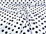 New Creations Fabric & Foam Inc, 60 Wide by Premium Polka Dot Poly Cotton Fabric (Navy Blue Dot on White, 2 Yards)