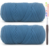 2 Pack Tshirt Yarn for Crocheting,Blue T Shirt Chunky Elastic Fabric Thick T-Shirt Crochet Yarn for Beginners Crocheting Hand Kn