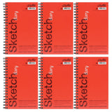 UCreate Sketch Diary, Medium Weight, 9-1/2 x 6, 70 Sheets, Pack of 6