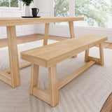 Plank+Beam 60 Inch Farmhouse Dining Bench, Solid Wood Entryway Bench, Wooden Outdoor Bench, Kitchen Dining Seat, Dining Room, Ho