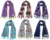 Fusfus WomenS Printed Chiffon Scarves And Stoles, Free Size(Multicolour, Fs1006) Pack Of 6 (Multicolor4)