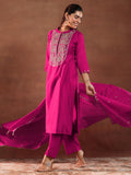 Libas Women'S Chanderi Silk Yoke Design Kurta Set (49460 Pink 3Xl