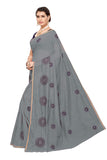 Gosriki Women'S Grey Color Chanderi Embroidered Saree With Blouse Piece(Interpol-Grey_Free Size),Grey,,B07XC7865T