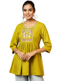 Libas Women'S Cotton Blend A-Line Kurtis (58231B_Green