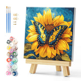 Natuyalo Framed Paint by Numbers on Canvas Flowers Acrylic Paint by Numbers Kits for Adults Beginner Butterfly on Sunflower Pict