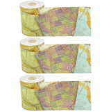 Travel the Map Straight Rolled Border Trim, 50 Feet Per Roll, Pack of 3