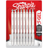 SHARPIE SGel Fashion Barrel Gel Pens, Medium Point, 0.7 mm, White Barrels/Black Ink, Pack Of 8 Pens