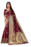Sugathari Womens Banarasi Saree Pure Kanjivaram Silk Saree Soft New Ladies 2023 Design Wear Pattu Sarees Latest Cotton Party Sari Collections With Blouse Piece For Wedding Sadi (Pari 122 Maroon)