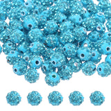 MECCANIXITY 100pcs 8mm Blue Round Rhinestone Beads for Jewelry Making