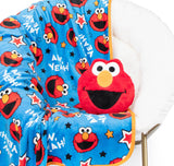 Jay Franco Sesame Street Elmo Plush Pillow and 40 Inch x 50 Inch Throw Blanket - Kids Super Soft 2 Piece Nogginz Set (Official S
