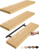 BAYKA Floating Shelves for Wall, 22.5 inches Wall Mounted Rustic Wood Shelves for Bathroom, Bedroom, Living Room, Floating Shelv