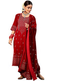 Libas Women'S Velvet Kurta Set (36969_Red