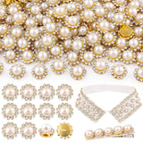 130 PCS 12MM Sew on Rhinestones For Bedazzling,White Pearl Crystal Flower Shape Claw Flatback Rhinestones for Crafting, Beige Gl