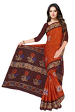 Tamaira Fashion Womens Plain Weave Pure Cotton Saree Without Blouse Piece(Ab36_Rustbrown)