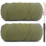 2 Pack Tshirt Yarn for Crocheting,Green T Shirt Chunky Elastic Fabric Thick T-Shirt Crochet Yarn for Beginners Crocheting Hand K