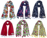 Fusfus WomenS Printed Chiffon Scarves And Stoles, Free Size(Multicolour, Fs2379) Pack Of 6 (Mukticolor3)