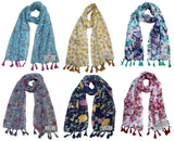 Fusfus WomenS Printed Chiffon Scarves And Stoles, Free Size(Multicolour, Fs1641) Pack Of 6 (Multicolor4)