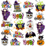 48Pcs Halloween Hanging Swirl Decorations, Cute Pumpkin Ghost Bat Ceiling Hanging Swirls Halloween Party Hanging Swirls Streamer