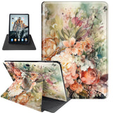 Microsoft Surface Pro Case with Soft TPU Buffer, PU Leather Cover, 360 Swivel Stand, Auto Wake/Sleep, Shockproof Cool, Flowers i