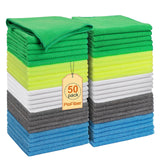 PioFiber Microfiber Cleaning Cloths 50 Pack, 15inchx15inch Ultra Soft, LintFree, QuickDry Towels for Cleaning Car, Home, Kitchen &