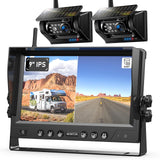 ZEROXCLUB 2 Magnetic Solar Wireless Backup Camera HD 1080P 9 DVR Monitor, Solar Rechargeable RV Backup Cameras Wireless System f
