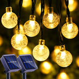 LYHOPE Solar String Lights Outdoor, 2 Pack Total 71ft 120 LED Solar Patio Lights Waterproof, 8 Modes Solar Outdoor Lights Globe