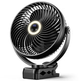 Koonie 8 10000mAh Portable Clip on Fan with LED Lantern and Hook