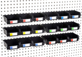 Right Arrange Pegboard Bins - 18 Pack Black - Hooks to Any Peg Board - Organize Hardware, Accessories, Attachments, Workbench, G