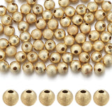 Chuyau 80pcs 5mm 18k Frosted Gold Filled Spacer Beads for Jewelry Making Seamless Smooth Metal Brass Beads for DIY Bracelets Nec