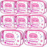 Aliceset 8 Pcs Sleepover Party Supplies Sleepover Squad Makeup Bags Slumber Birthday Party Favors Spa Squad Cosmetic Bag Spa Stu