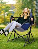 Docusvect Hammock Camping Chair - 3 Heights Portable Hammock Chair Camping with Adjustable Backrest, Headrest, Padded Seat, Cup