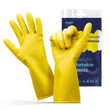 FMP Brands 12 Pairs Dishwashing Gloves - 12 Inches Medium Rubber Gloves, Yellow Kitchen Gloves, Long Dish Gloves for Household C