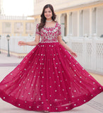 Fashion Basket Pink Anarkali Kurta Set With Embroidered Work For Women (In, Alpha, S, Regular, Standard, Pink)