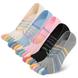 Womens No Show Toe Socks Low Cut Five Finger Cotton Liner Socks, 4/5 Pairs, Multicoloured 1 5 Pairs, 410