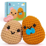 Crochetta Crochet Kit for Beginners, Learn to Crochet Kits for Adults Kids, Jumbo Potato Couple, Includes Yarn, Hooks, Stuffing,