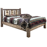 Montana Woodworks Woodworks Homestead Collection Full Platform Bed, Stain And Clear Lacquer Finish With Laser Engraved Bronc Des