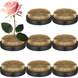 Sliner 8 Pcs 3.74 x 0.74 Inch Floral Frogs Round Brass Flower Holder Japanese Ikebana Vase Floral Frogs Arranger Fixed Tools Pin
