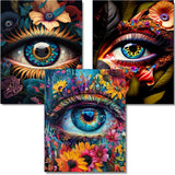 OFRKE Diamond Art Kits for Adults,3 Pack Colorful Eye Diamond Painting for Beginners, Diamond Round 5D Full Drill Paint with Dia