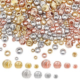 BENECREAT 192Pcs 4-Size Real 18K Gold Plated Spacer Beads, Gold, Rose Gold, Silver Round Metal Beads for Necklaces, Bracelets an