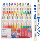 Grabie 36 Dual Tip Acrylic Paint Markers, Acrylic Paint Pens, Fabric Markers for Fabric, Canvas, Rock, Glass, Wood, Paper, DIY,