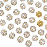 100 Pcs 12MM Sew on Pearls Rhinestones Crystals Plastic Metal Base Sewing Flower Claw Pearls Rhinestones for Clothes Shoes Earri