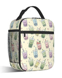 CXULIN Cute Bubbles Tea Lunch Box for Men,Cartoon Drinks Lightweight Reusable Lunch Bag for Girls Boys,Portable Insulated Small