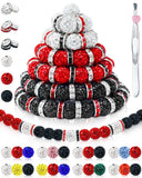 180PCS FIVEIZERO 10mm Rhinestone Beads for Jewelry Making - Sparkly Round Crystal Clay Beads & Spacers in Baseball Team Colors f