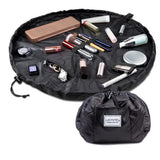 Lay-n-Go Cosmo Drawstring Cosmetic & Makeup Bag Organizer - Portable Drawstring Makeup Bag w/Zipper Pocket, Makeup Loops & More