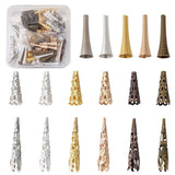 170pcs/Box Iron & Alloy Bead Cone Tibetan Metal Cone Bead End Caps Mixed Color Bead Caps for Earring Jewelry DIY Craft Making Ho