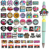 50Pcs Mama Silicone Focal Beads Bulk for Pens Mom Club Silicone Beads Focal for Beaded Pen Keychain Making