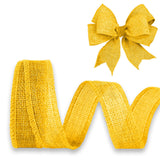 JaoZuyard Gold Yellow Burlap Ribbon 1 inch x 10 Yard Natural Linen Woven Wired Ribbons DIY Handmade Edging Production Wreath Hol