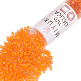 Miyuki Delica Seed Beads - Size 11/0 (1.6 mm), DB1777, White-Lined Orange AB, 7.2 g, Approx. 1440 Beads, Made in Japan