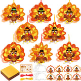 Funrous 32 Set Thanksgiving Turkey Suncatcher Craft Kit Autumn DIY Hanging Ornaments Window Stained Glass Effect Art Colorful Ti