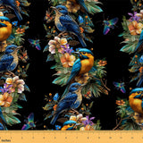 Feelyou Birds Upholstery Fabric by The Yard, Cute Birds Leaf Branches Reupholstery Fabric for Chairs, Black Nature Botanical Ani
